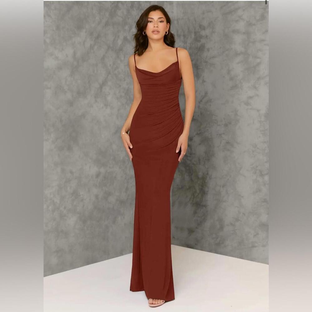 Azazie Beryl Terracotta Sheath Luxe Knit Dress